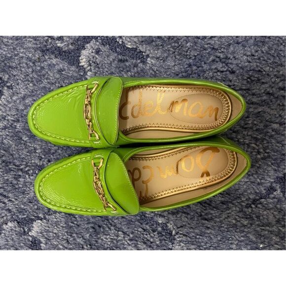 Sam Edelman Lucca Green Lea Slip On Heel Loafers Women's Size 6.5 New - Picture 8 of 9